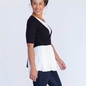 Agnes & Dora Black Wrap Top